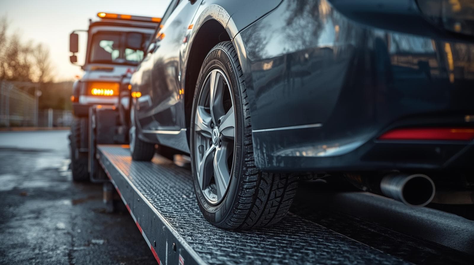 Tow truck recovering a car